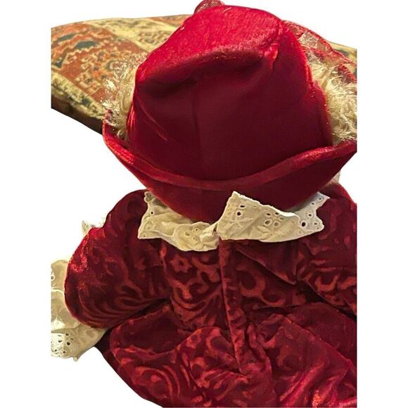 Russ Berrie Red Tan White Alexandra Velvet Dress Stuffed Teddy Bear Plush 12" - Picture 8 of 15